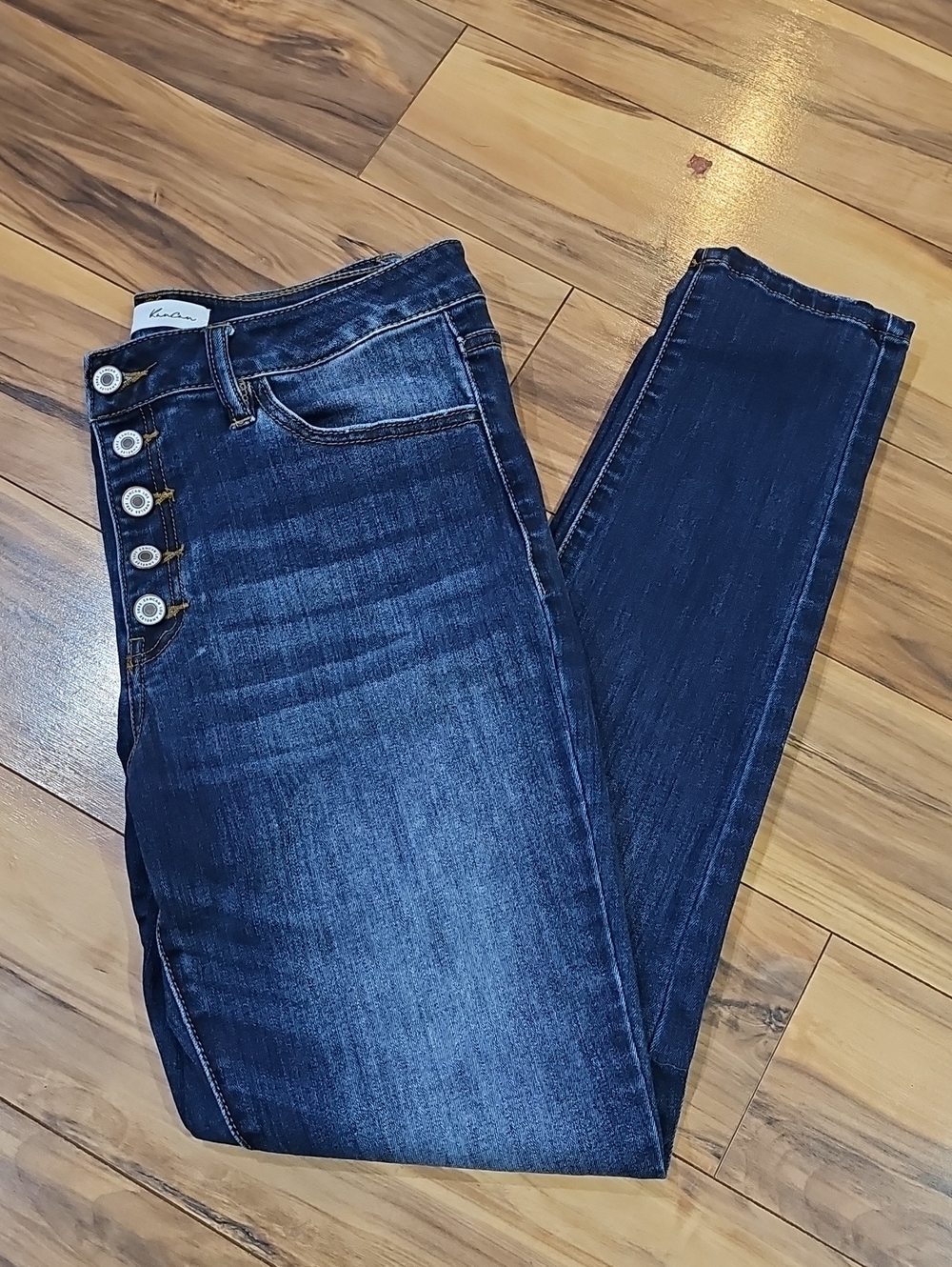 Kancan Curvy Women's 13/30 Dark Blue High-Rise Women’s Jeans with Button Fly